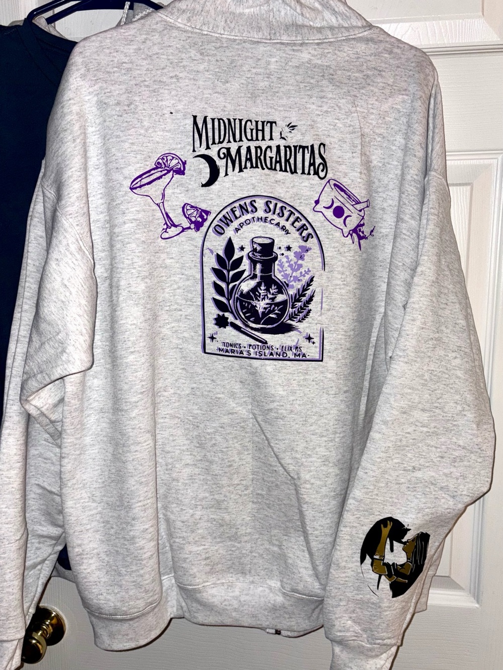 Midnight Margaritas practical magic Light Gray full zip hooded Sweatshirt jacket